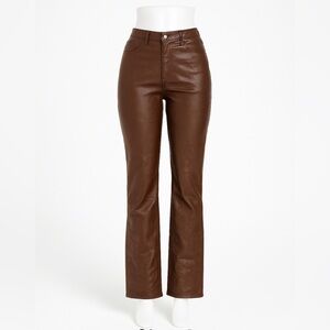PrettyLittleThing Women’s Faux Leather Straight Leg Pants Brown Size 4